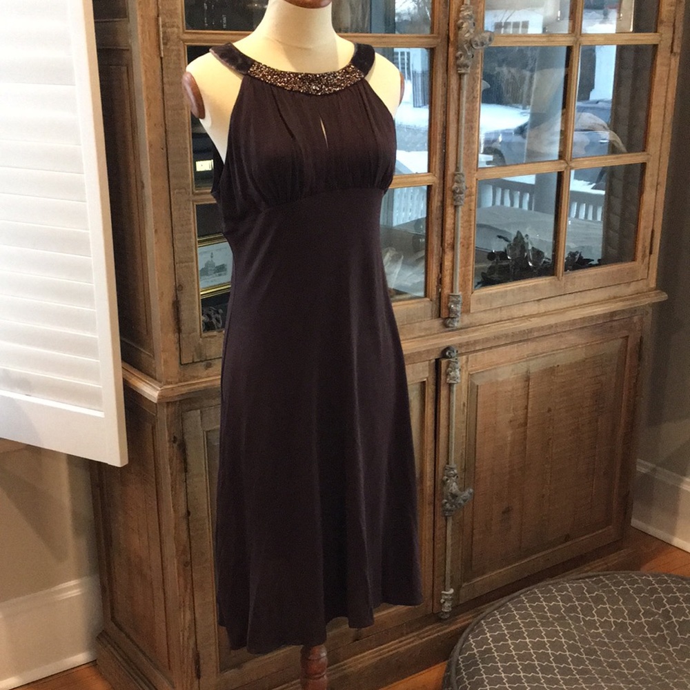 NEW BCBGMAXAZRIA cocktail dress brown jeweled Large